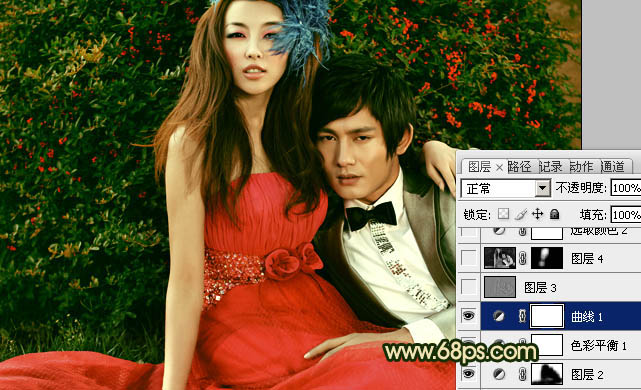 Photoshop制作個(gè)性的古典暗金色婚片效果