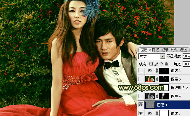 Photoshop制作個(gè)性的古典暗金色婚片效果