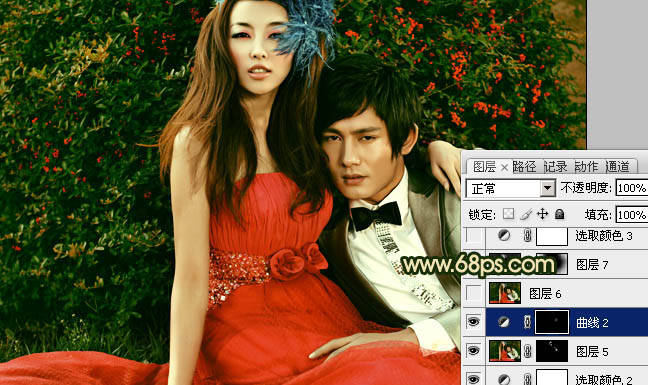 Photoshop制作個(gè)性的古典暗金色婚片效果