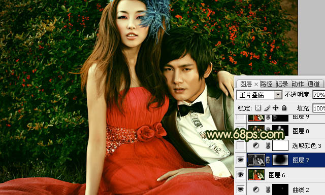 Photoshop制作個(gè)性的古典暗金色婚片效果