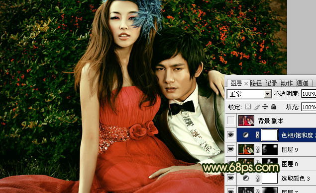 Photoshop制作個(gè)性的古典暗金色婚片效果