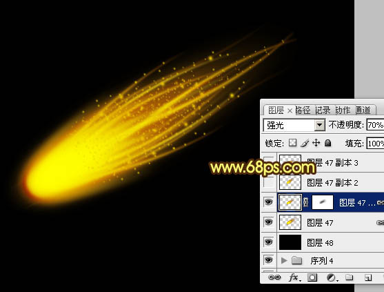 Photosho打造出一顆漂亮的下墜火焰流星效果