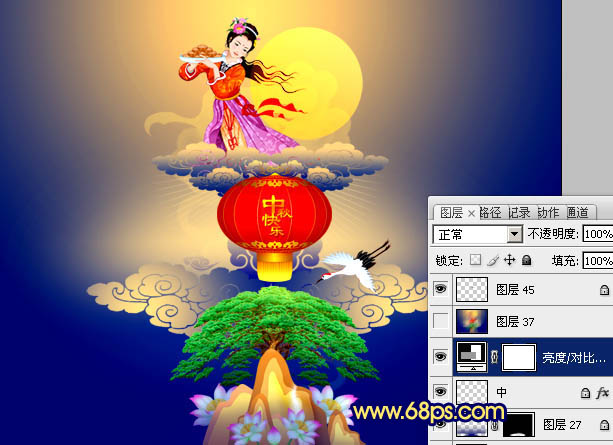 Photosho打造祥和喜慶的中秋節(jié)賀卡
