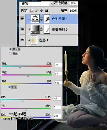 photoshop合成深幽的古堡中心寒的美女图片