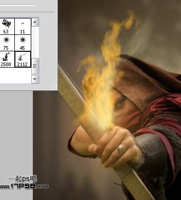 photoshop合成制作手握火焰弓箭的刺客