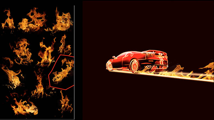 Photoshop設(shè)計(jì)打造出奔跑的超酷火焰汽車