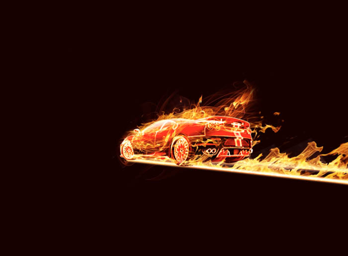 Photoshop設(shè)計(jì)打造出奔跑的超酷火焰汽車
