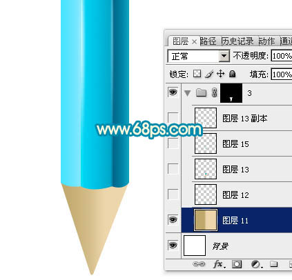 Photoshop設(shè)計(jì)制作出一只精致的藍(lán)色鉛筆