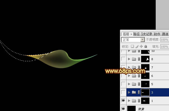 Photoshop設計制作出絲帶般的彩色折疊光束