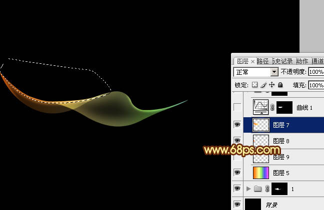 Photoshop設計制作出絲帶般的彩色折疊光束