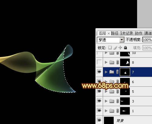 Photoshop設計制作出絲帶般的彩色折疊光束