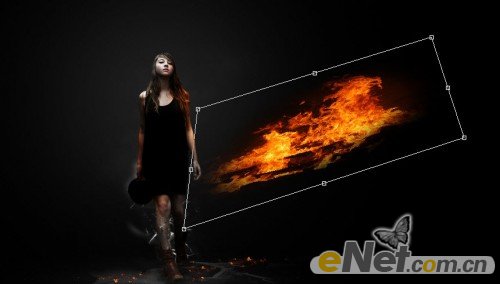 Photoshop為美女圖片打造出超酷的火焰壁紙效果