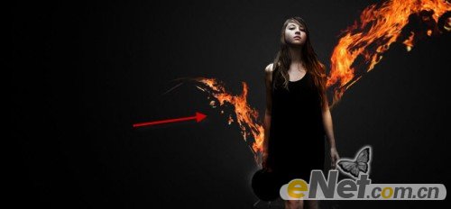 Photoshop為美女圖片打造出超酷的火焰壁紙效果