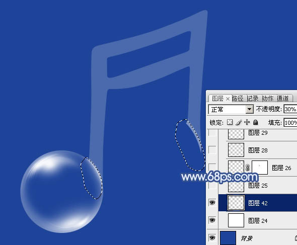 Photoshop設計制作出一個晶瑩剔透的泡泡連音符