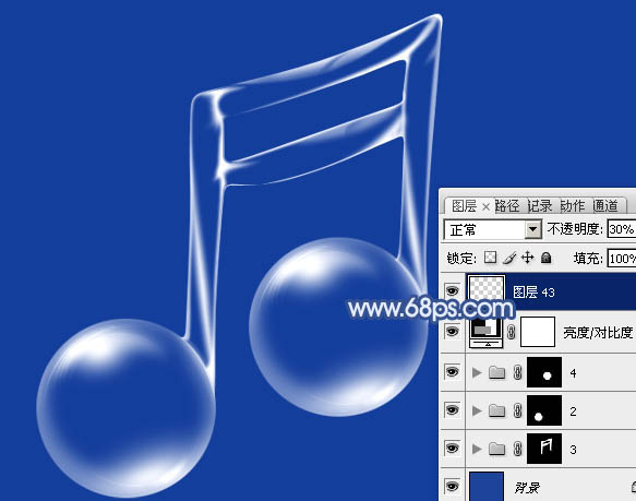 Photoshop設計制作出一個晶瑩剔透的泡泡連音符
