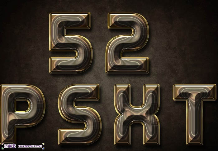 photoshop利用圖層樣式及漸變制作個(gè)性的條紋凹凸效果的金屬字