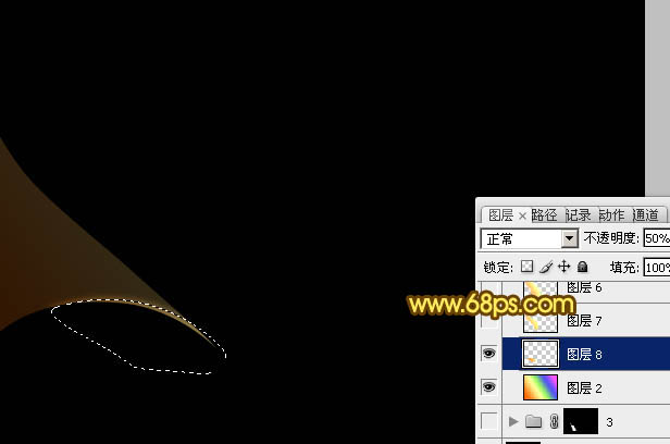 Photoshop制作漂亮的抽象黃色光束花紋