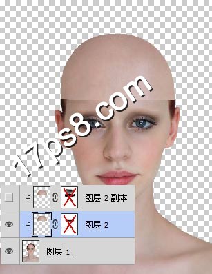 photoshop將美女變成煙熏妝的光頭異形教程