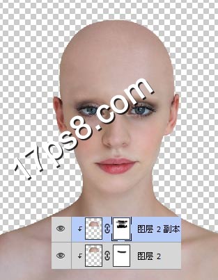 photoshop將美女變成煙熏妝的光頭異形教程