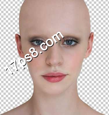 photoshop將美女變成煙熏妝的光頭異形教程