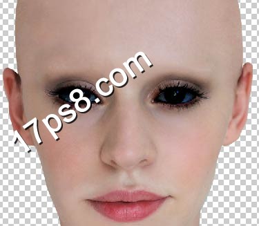 photoshop將美女變成煙熏妝的光頭異形教程