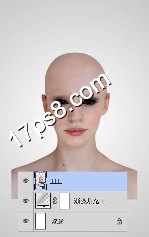 photoshop將美女變成煙熏妝的光頭異形教程