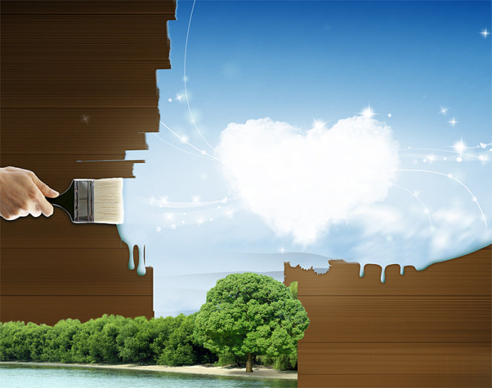 Photoshop設(shè)計(jì)制作用油漆刷出的創(chuàng)意天空壁紙效果