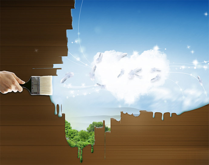 Photoshop設(shè)計(jì)制作用油漆刷出的創(chuàng)意天空壁紙效果
