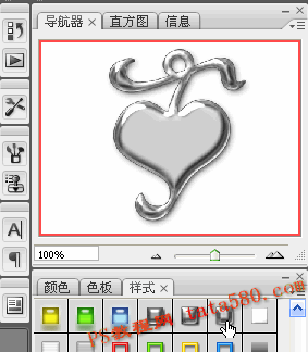 Photoshop設(shè)計制作出逼真質(zhì)感的白金項鏈黃綠色心形吊墜