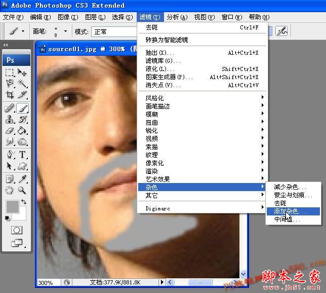 PS给帅哥照片添加逼真的胡须 【教学步骤07】 脚本之家 PS照片处理教程 photoshop给帅哥照片添加逼真的胡须