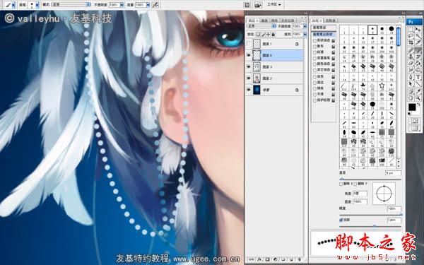 photoshop結(jié)合數(shù)位板鼠繪夢(mèng)幻漂亮的羽毛公主