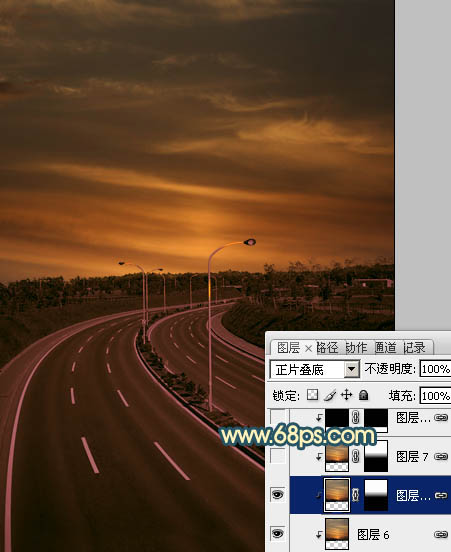 Photoshop為公路圖片渲染出漂亮的夜景燈光效果