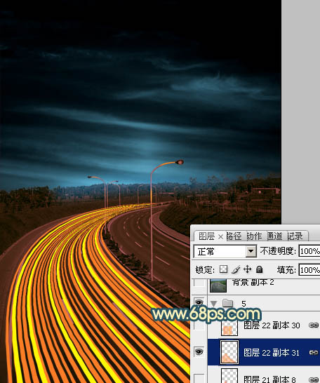 Photoshop為公路圖片渲染出漂亮的夜景燈光效果