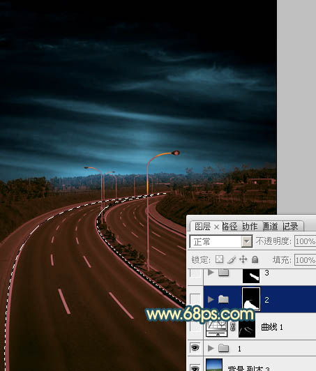 Photoshop為公路圖片渲染出漂亮的夜景燈光效果