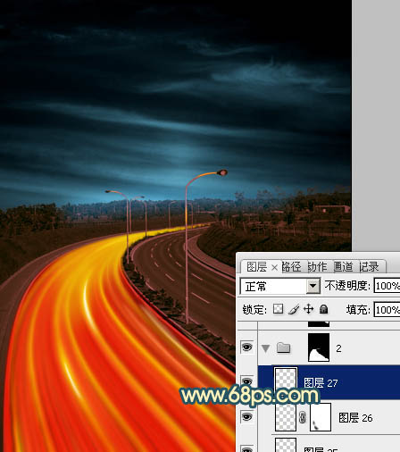 Photoshop為公路圖片渲染出漂亮的夜景燈光效果