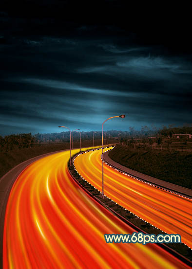 Photoshop為公路圖片渲染出漂亮的夜景燈光效果