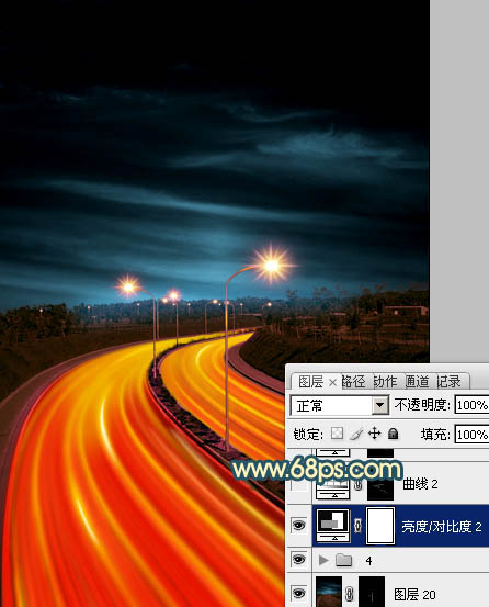 Photoshop為公路圖片渲染出漂亮的夜景燈光效果