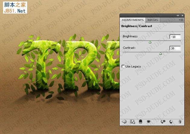 Photoshop制作逼真的綠葉纏繞的樹藤浮雕字