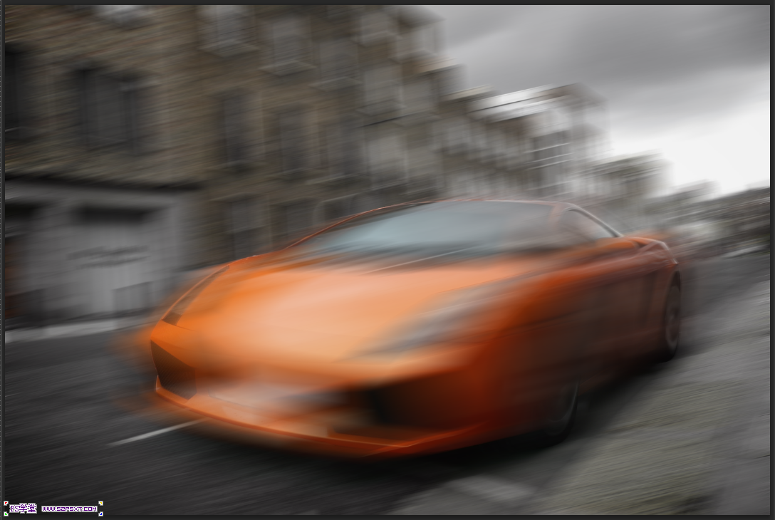 Photoshop打造超酷飛奔的火焰跑車效果
