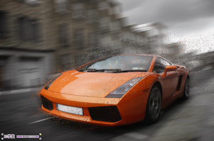 Photoshop打造超酷飛奔的火焰跑車效果
