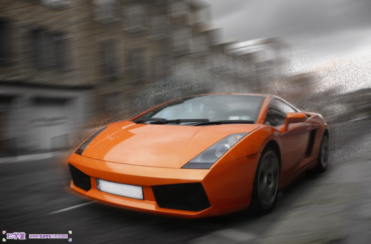 Photoshop打造超酷飛奔的火焰跑車效果