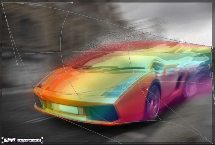 Photoshop打造超酷飛奔的火焰跑車效果