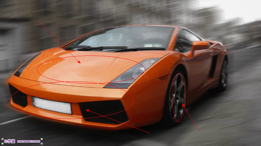 Photoshop打造超酷飛奔的火焰跑車效果