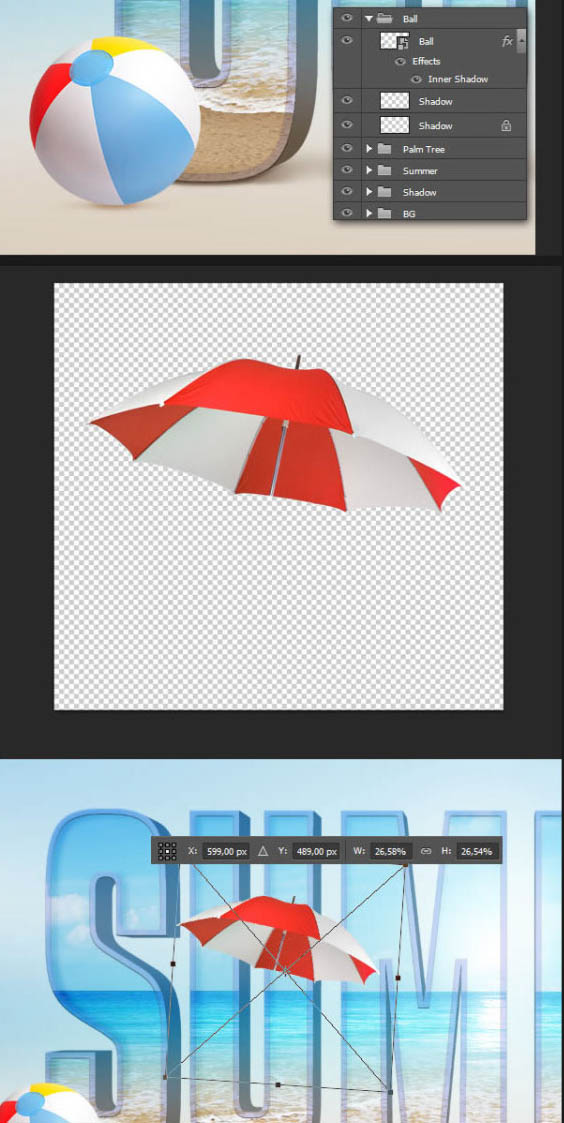Photoshop打造出休閑清爽的夏日海灘立體字