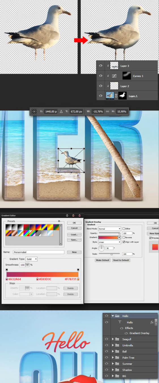 Photoshop打造出休閑清爽的夏日海灘立體字