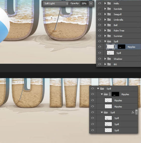Photoshop打造出休閑清爽的夏日海灘立體字