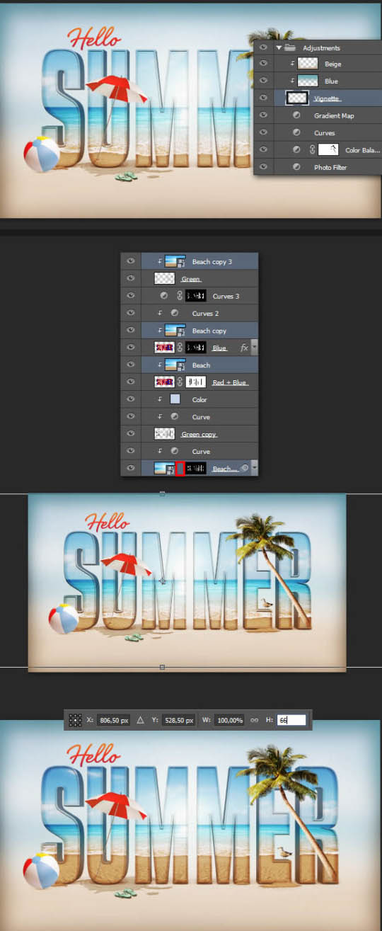 Photoshop打造出休閑清爽的夏日海灘立體字