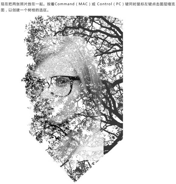 Photoshop快速將人物與樹木合成制作出雙重曝光效果