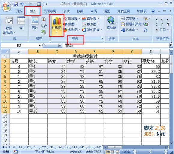 選擇創(chuàng)建圖表的類型