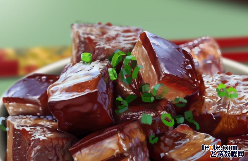 PS鼠繪逼真的紅燒肉
